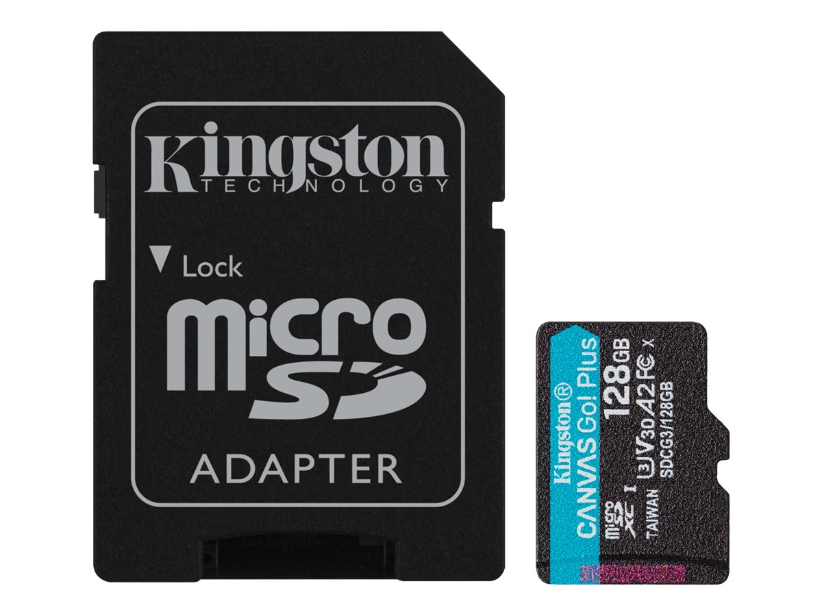 MICRO SD KINGSTON 128GB CANVAS GO PLUS  170R, UP TO 170MB/S, A2, ADAPTER INCLUDED
