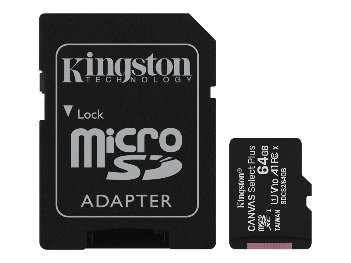 Kingston Canvas Select Plus - tarjeta de memoria flash - 64GB - microSDXC UHS-I